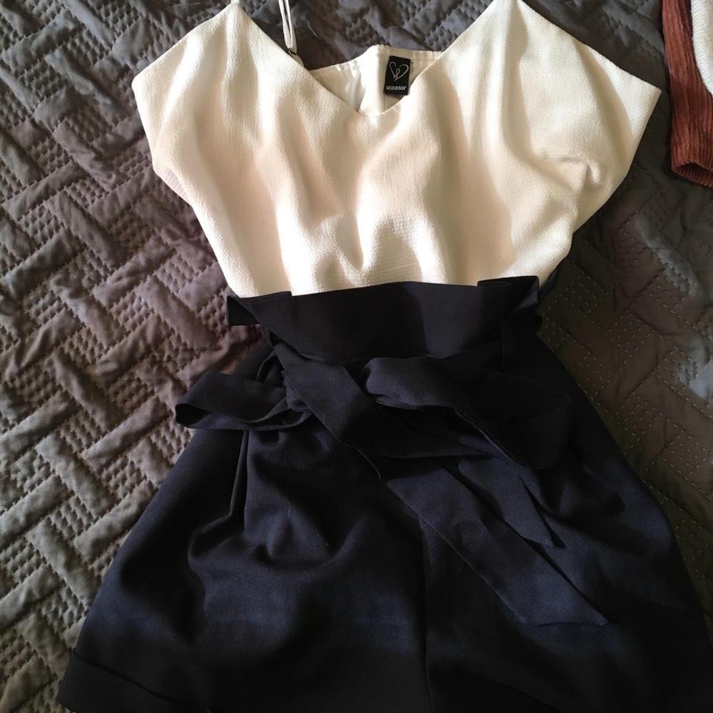 White & Blue Windsor Romper
